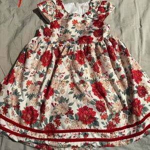 Catherine Malandrino Red and Cream Floral Dress